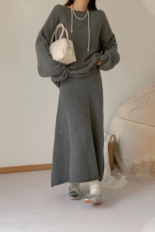 Ensemble deux pièces élégant à manches longues et épaules dénudées