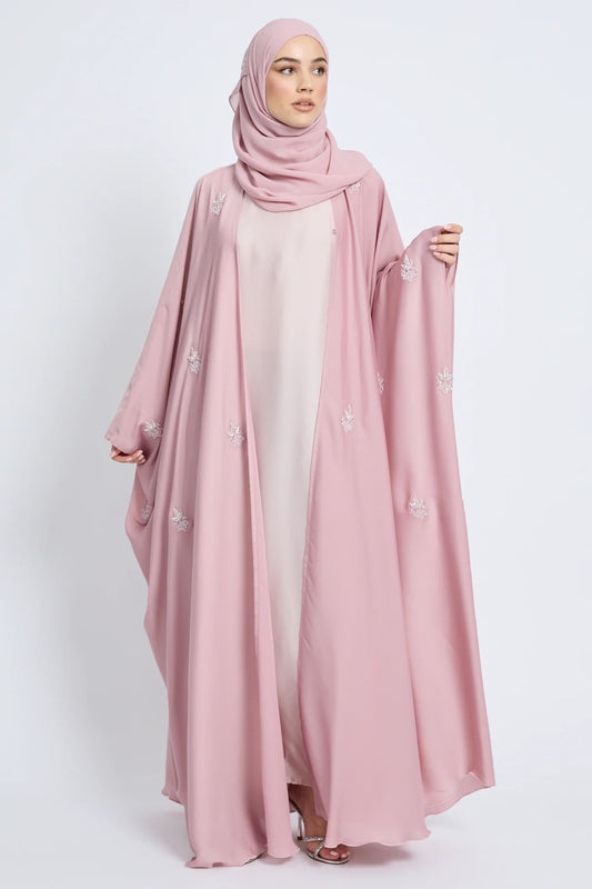 Farasha Royale Ouverte et Ornée – Blush Pink