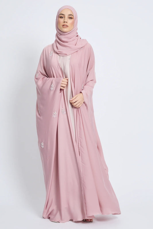 Farasha Royale Ouverte et Ornée – Blush Pink