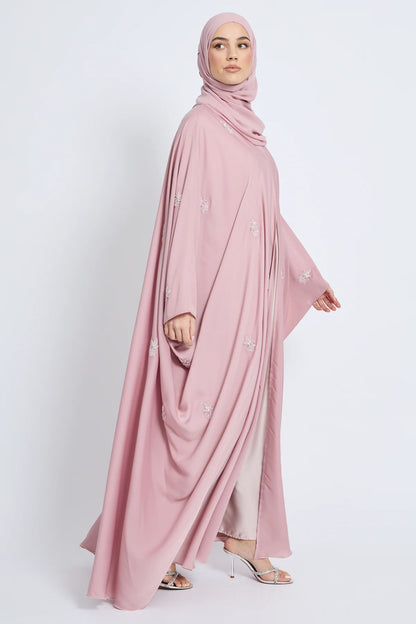 Farasha Royale Ouverte et Ornée – Blush Pink